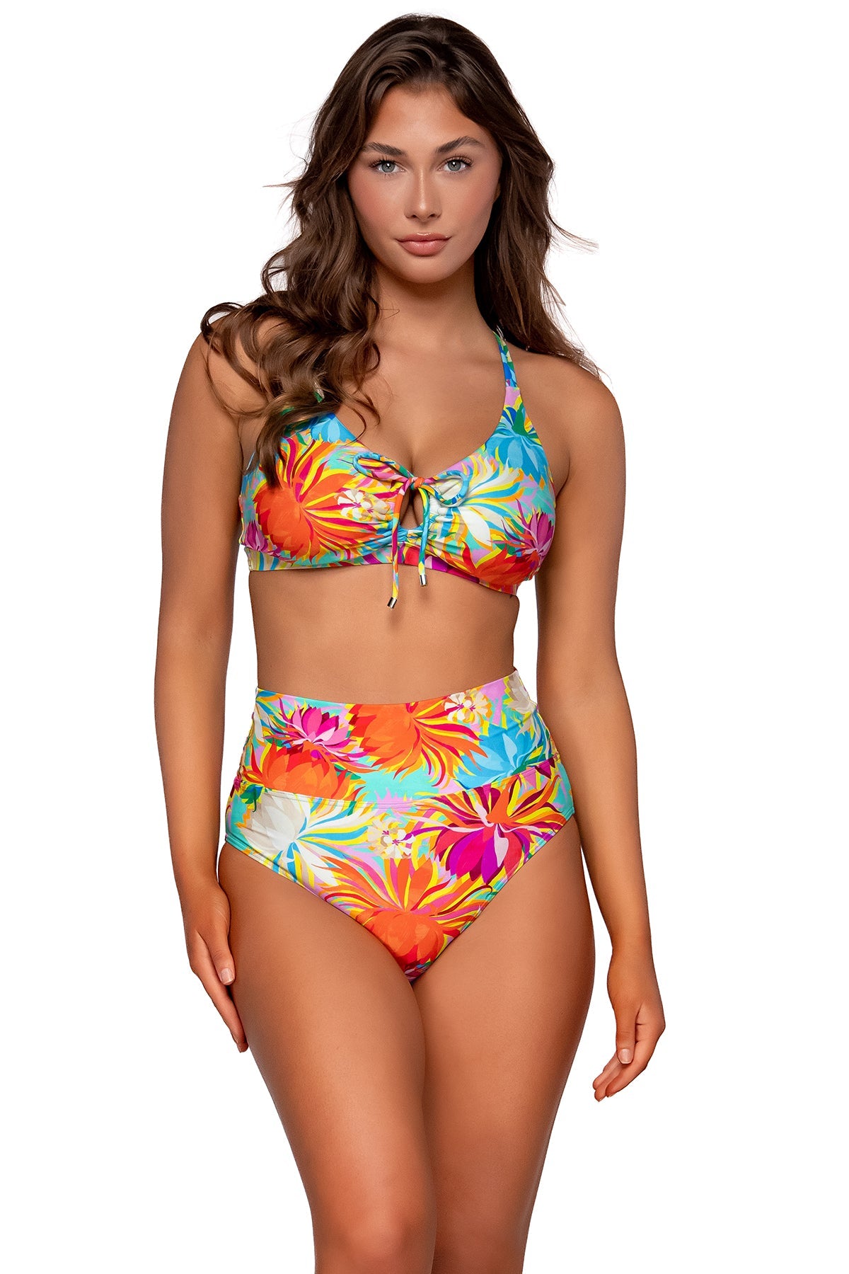 Front view of Sunsets Lotus Hannah High Waist Bottom