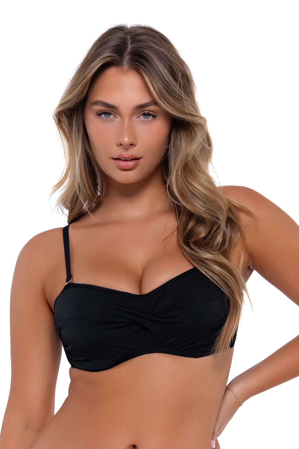 Sunsets Black Iconic Twist Bandeau Top