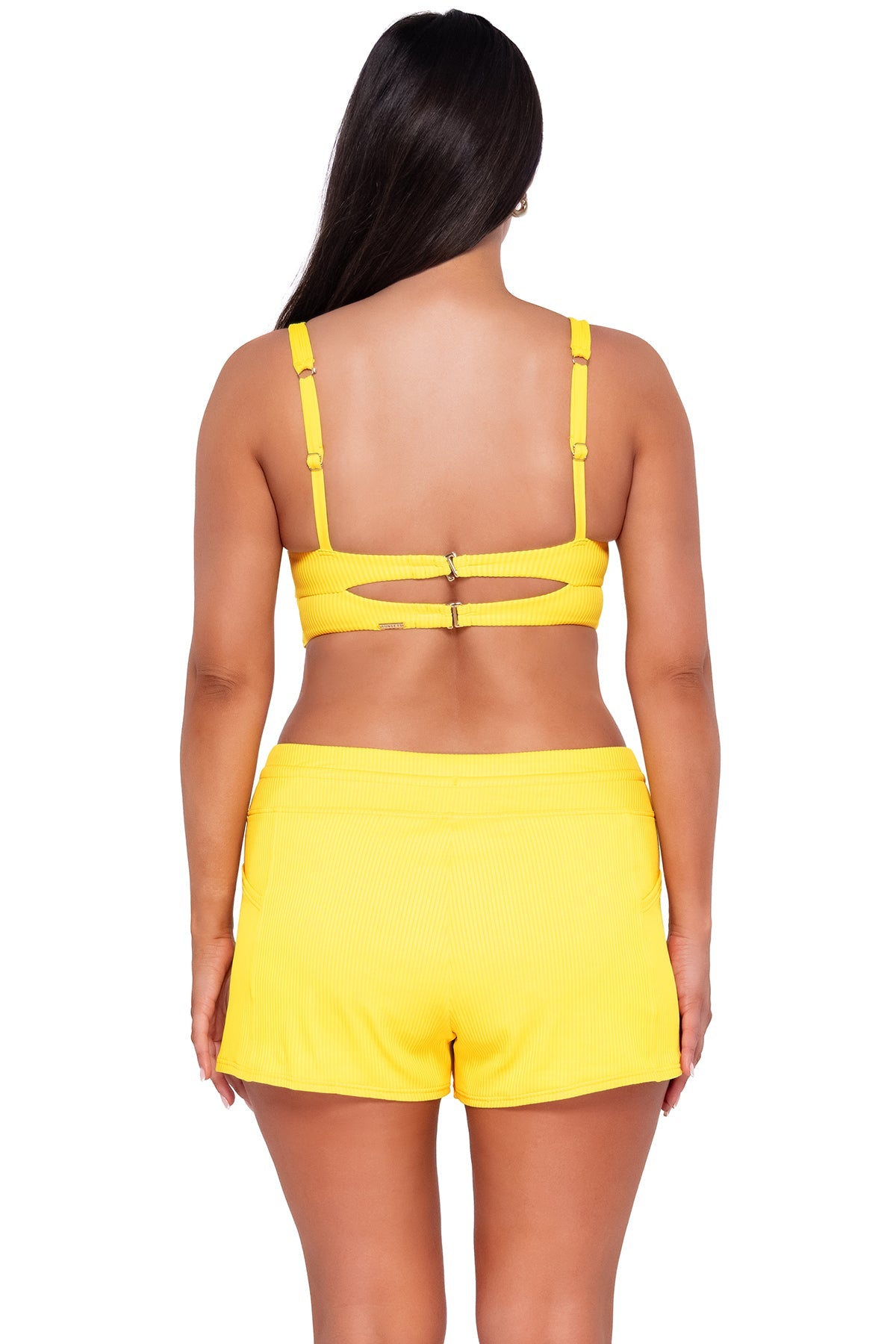 Sunsets Women's Swimwear Escape Lemon Zest Sandbar Rib Laguna Swim Short Bikini Bottom