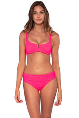 Sunsets Women's Swimwear Neon Pink Hannah High Waist Bikini Bottom