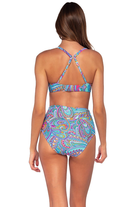 Back view of Sunsets Paisley Pop Hannah High Waist Bottom