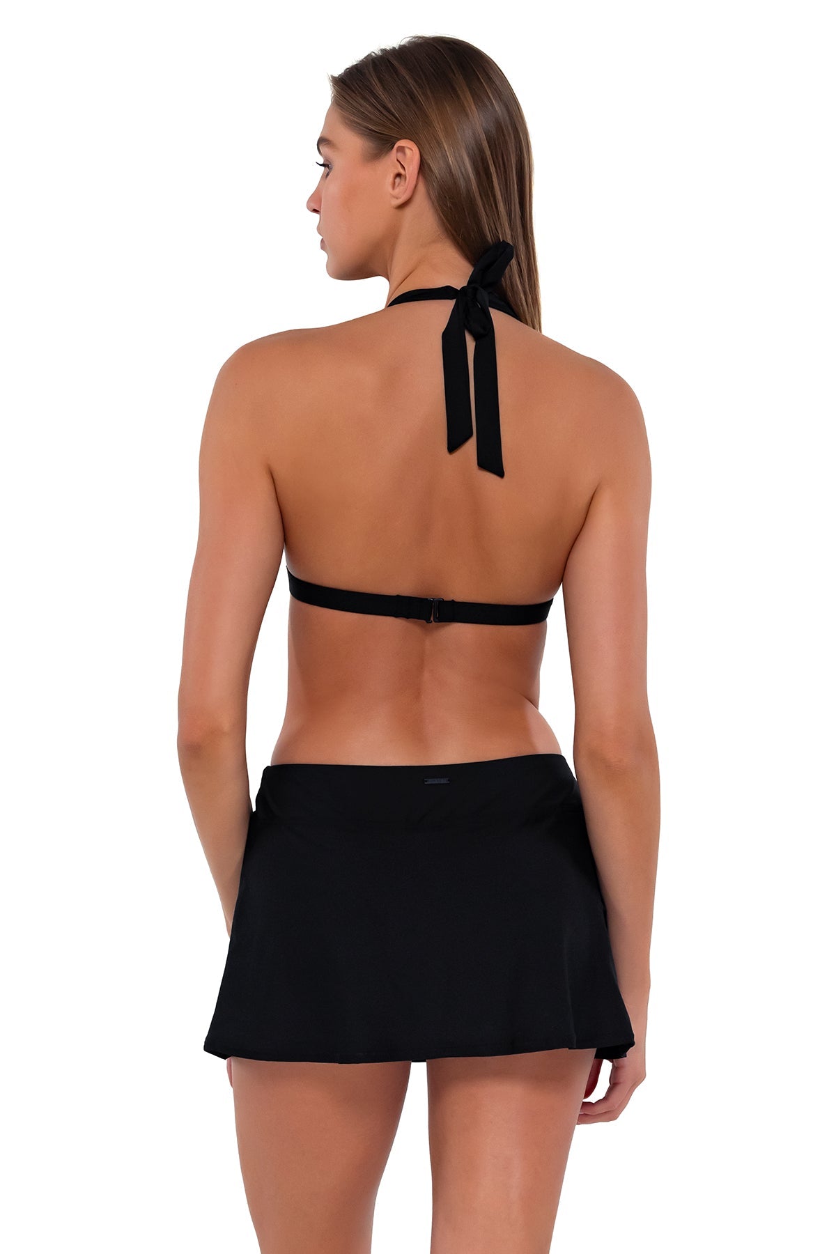 Sunsets Black Sporty Swim Skirt