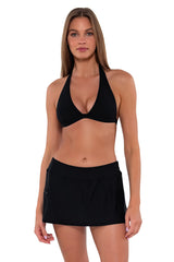 Sunsets Black Sporty Swim Skirt