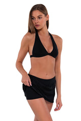 Sunsets Black Sporty Swim Skirt