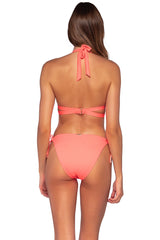 Back view of Sunsets Neon Coral Casey Halter Top