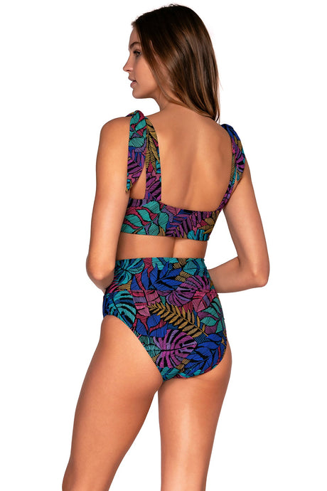 Back view of Sunsets Panama Palms Hannah High Waist Bottom