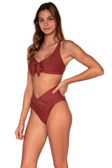 Side view of Sunsets Tuscan Red Summer Lovin V-Front Bottom