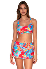 Front view of Sunsets Tiger Lily Sporty Swim Skirt