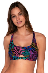 Front view of Sunsets Panama Palms Brandi Bralette Top