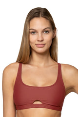 Front view of Sunsets Tuscan Red Brandi Bralette bikini top