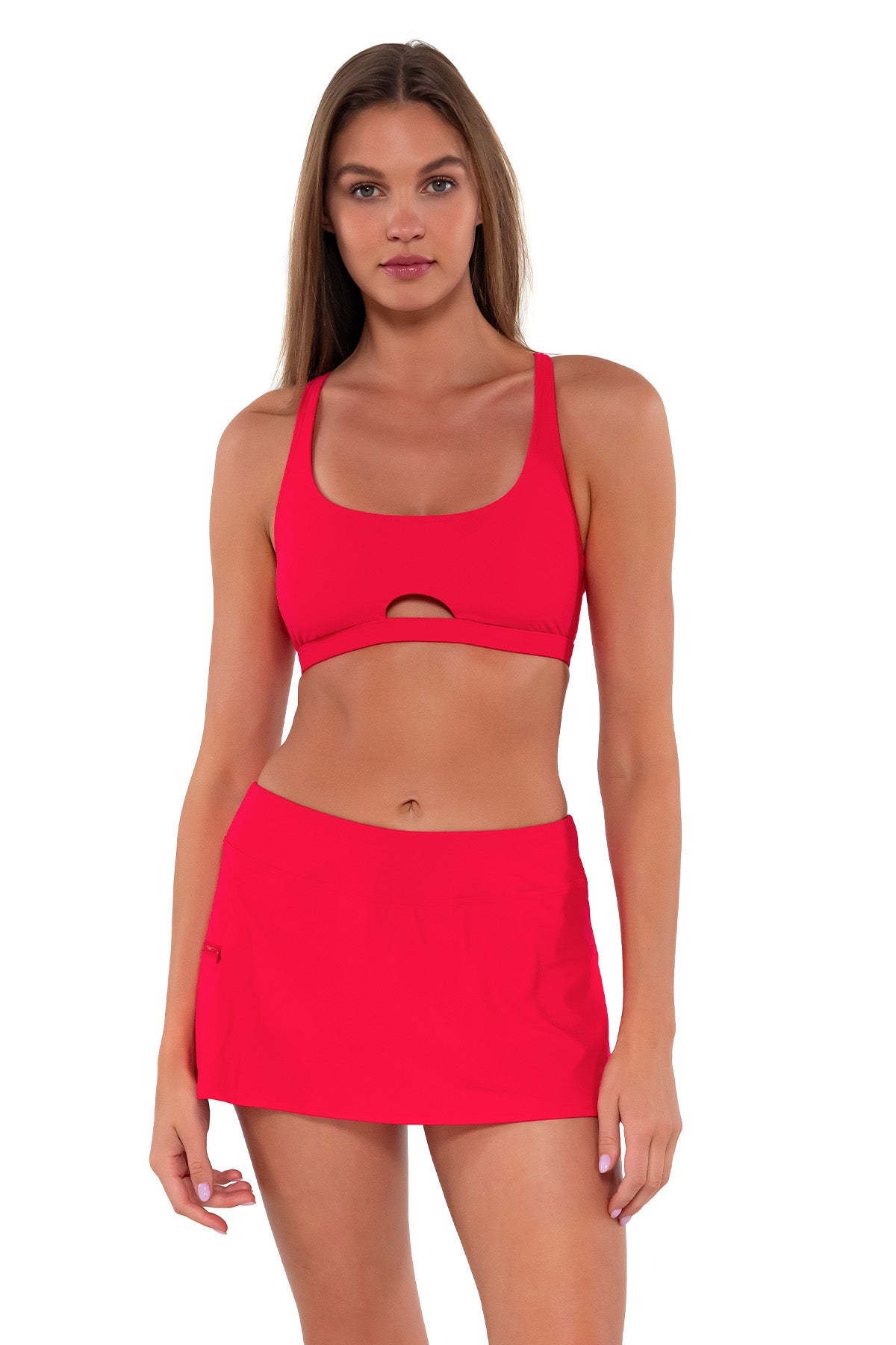 Sunsets Geranium Sporty Swim Skirt