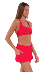 Sunsets Geranium Sporty Swim Skirt