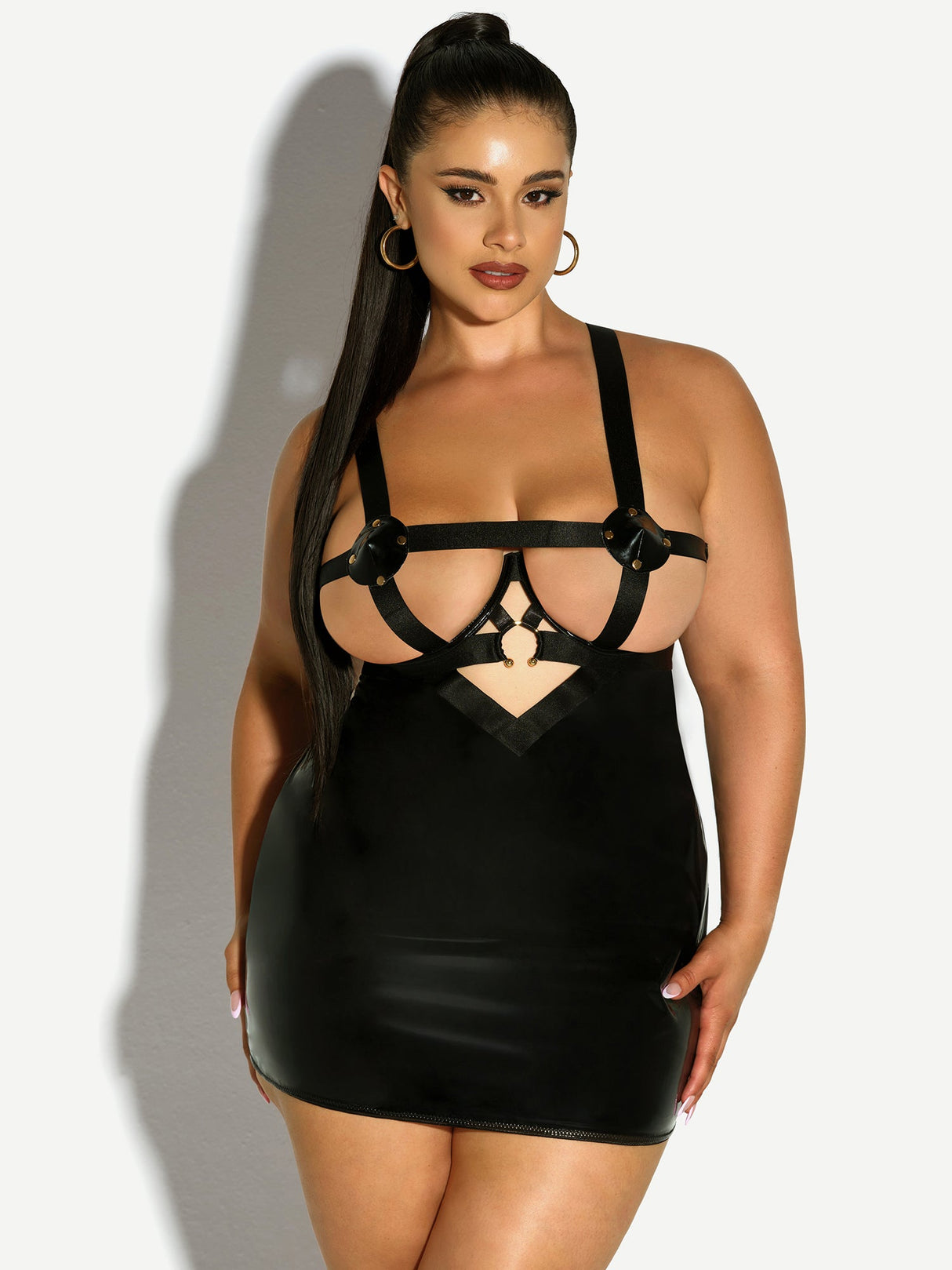 Curvy Fetish Erotic Open Cup Babydoll Dress