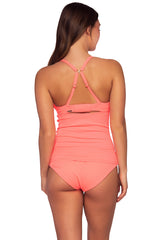 Sunsets Women's Swimwear Neon Coral Serena Tankini Bikini Top