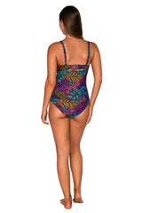 Back view of Sunsets Panama Palms Maeve Tankini Top