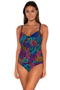 Front view of Sunsets Panama Palms Maeve Tankini Top