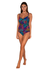 Front view of Sunsets Panama Palms Maeve Tankini Top