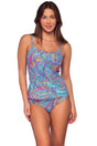 Front view of Sunsets Paisley Pop Taylor Tankini Top