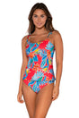 Front view of Sunsets Tiger Lily Taylor Tankini Top