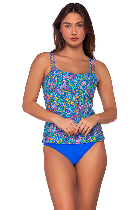 Front view of Sunsets Persian Sky Taylor Tankini Top