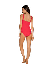 Back full shot of Sunsets Geranium Taylor Tankini swim top with Geranium High Road Bottom swimsuit