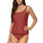 Front view of Sunsets Tuscan Red Taylor Tankini swim top with Tuscan Red Lula Hipster bikini bottom