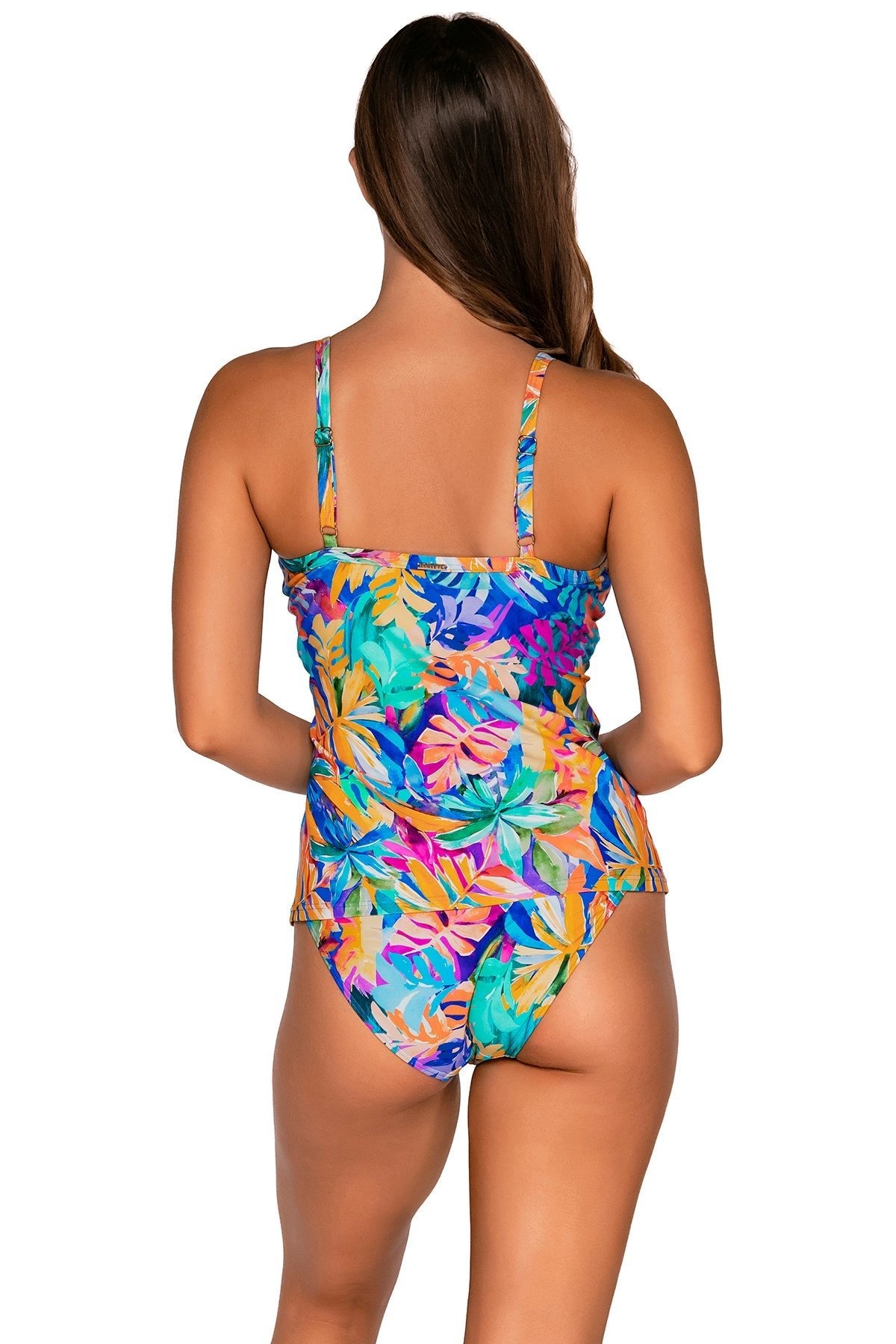 Back view of Sunsets Alegria Forever Tankini swim top with Alegria Hannah High Waist bikini bottom