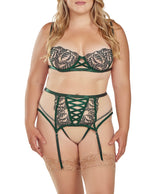 Never Leaf You Plus Size Bra Garter Set