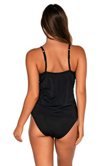 Back view of Sunsets Black Crossroads Tankini Top