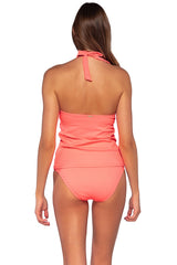 Back view of Sunsets Neon Coral Heidi Tankini Top