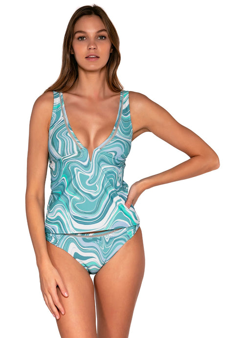 Front view of Sunsets Moon Tide Vivian Tankini Top