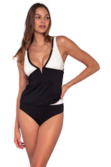 Front view of Sunsets Roll The Dice Vivian Tankini Top