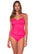 Front view of Sunsets Neon Pink Simone Tankini Top