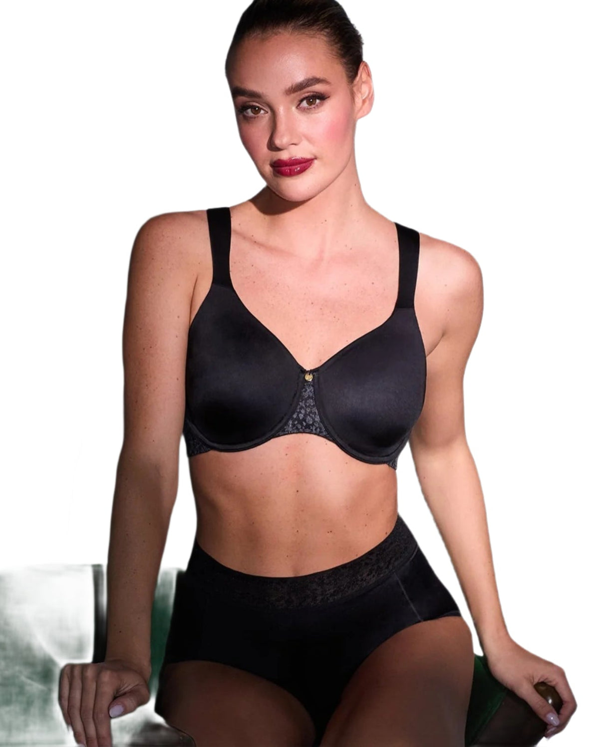 Black Le Mystère Safari plus size unlined full coverage bra 1178, view 3