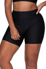 Front view of Sunsets Escape Black Bayside Bike Short