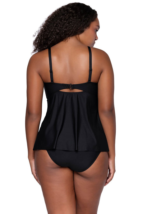 Back view of Sunsets Escape Black Tori Tankini