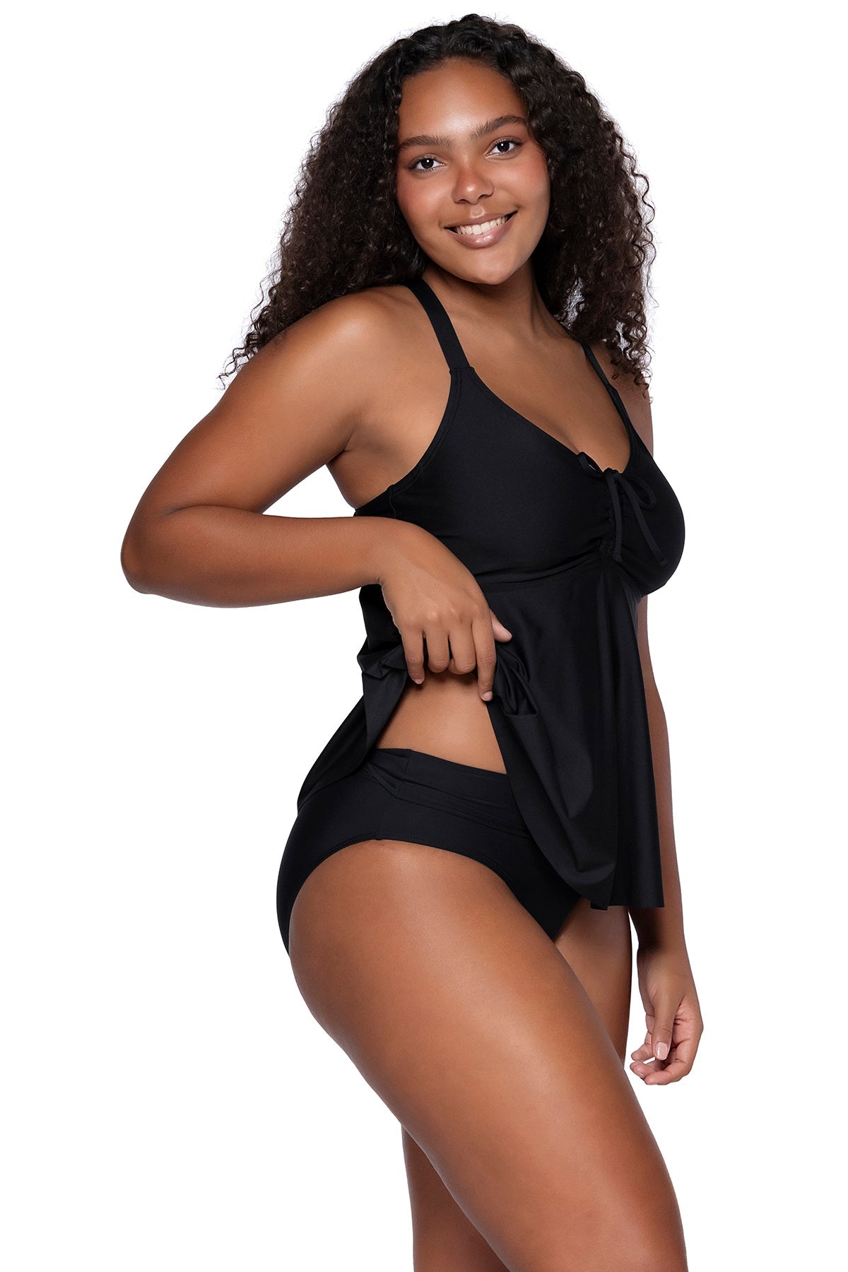 Sunsets Women's Swimwear Escape Black Marin Tankini Bikini Top