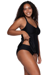 Sunsets Women's Swimwear Escape Black Marin Tankini Bikini Top