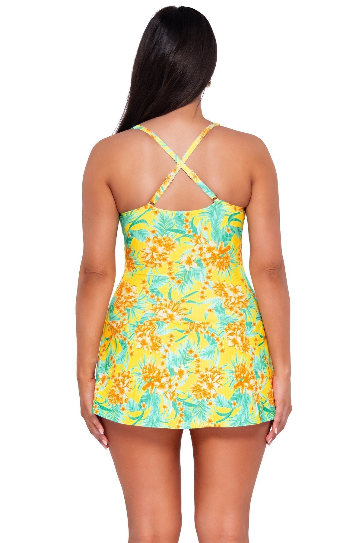 Sunsets Women's Swimwear Escape Golden Tropics Sandbar Rib Sienna Swim Dress One Piece Swimsuit