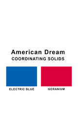 Coordinating solids chart for Sunsets American Dream swimsuit print: Electric Blue and Geranium