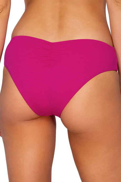 Back view of Swim Systems Magenta Hazel Hipster Bottom