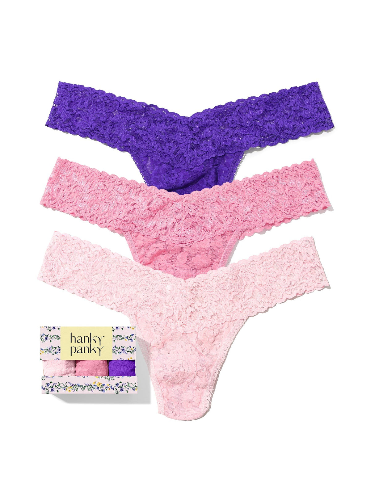 3 Pack Signature Lace® Low Rise Thongs