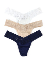 3 Pack Supima® Cotton Low Rise Thongs with Lace