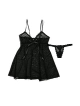 Dotted Tulle Babydoll And G-String