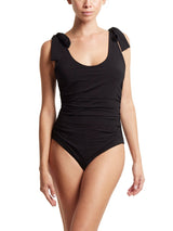 Ruched Bow One Piece Swimsuit