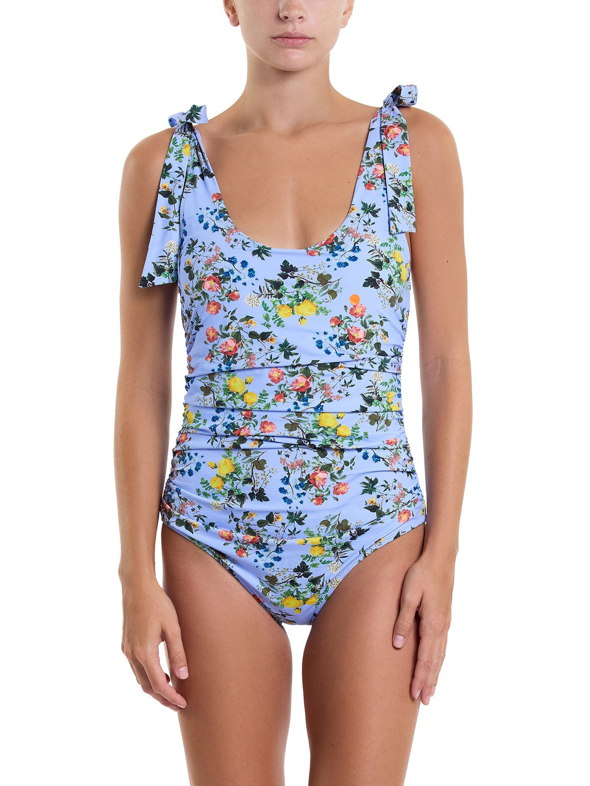 Ruched Bow One Piece Swimsuit