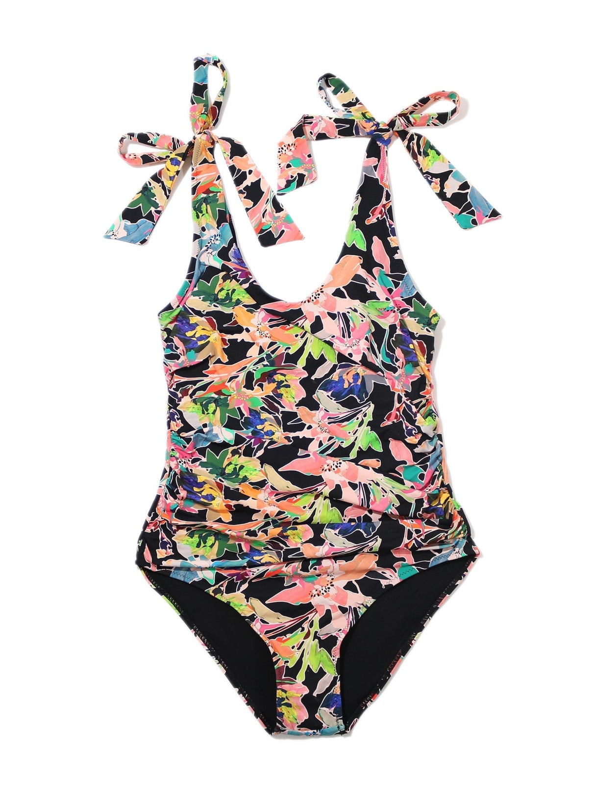 Ruched Bow One Piece Swimsuit