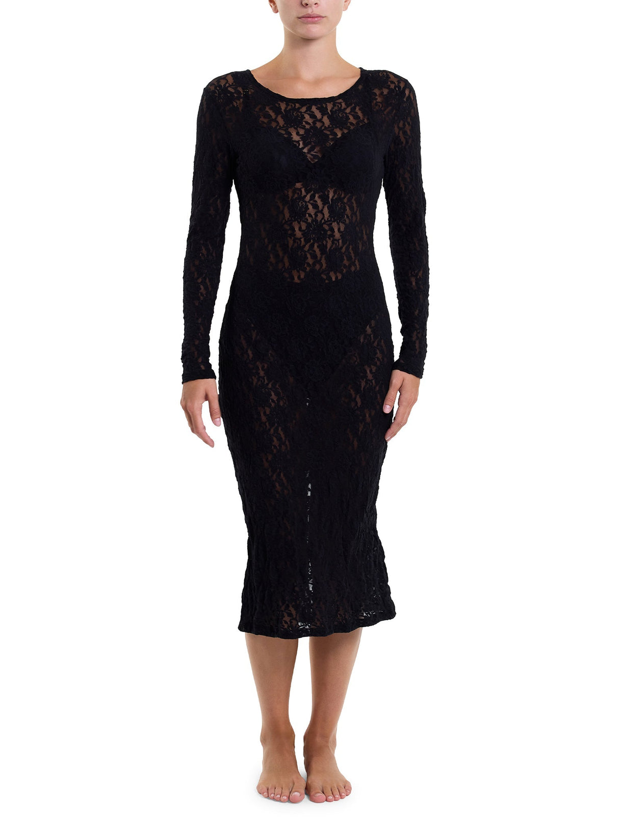 Signature Lace Long Sleeve Midi Dress