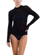 Signature Lace Mock Neck Long Sleeve Bandeau Top