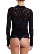 Signature Lace Mock Neck Long Sleeve Bandeau Top